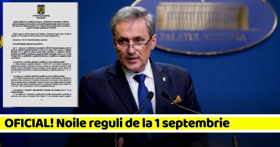 OFICIAL! Noile reguli de la 1 septembrie (document)