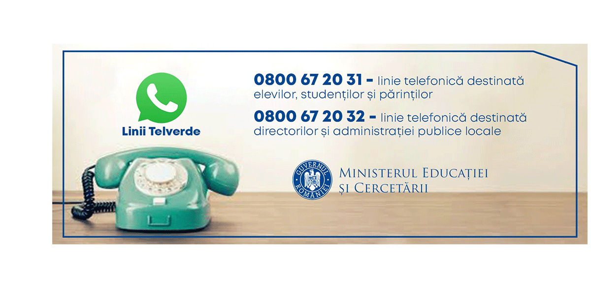 Linii Telverde pentru informarea elevilor, studenților, părinților și a directorilor de școli ©