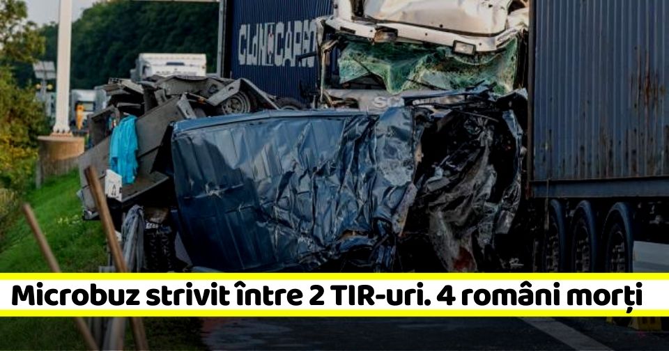 Microbuz strivit între 2 TIR-uri. Patru români morți într-un accident rutier în Germania