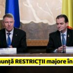 Iohannis anunță RESTRICȚII majore în România! Se închid toate școlile, circulația restricționată noaptea, magazinele închise după ora 21:00